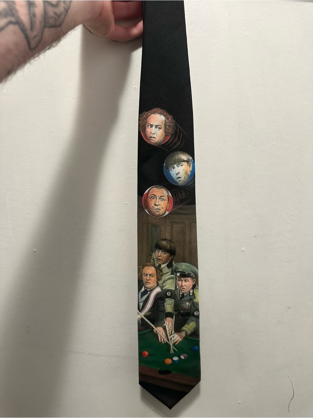 Ralph Marlin Black three Stooges Character Billiards Men's Tie